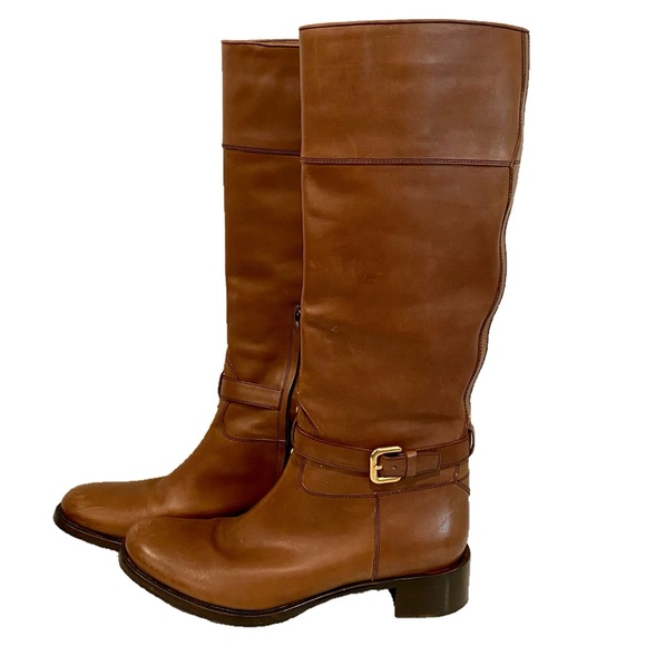 Prada Brown Leather Knee-High Boots - Picture 1 of 15
